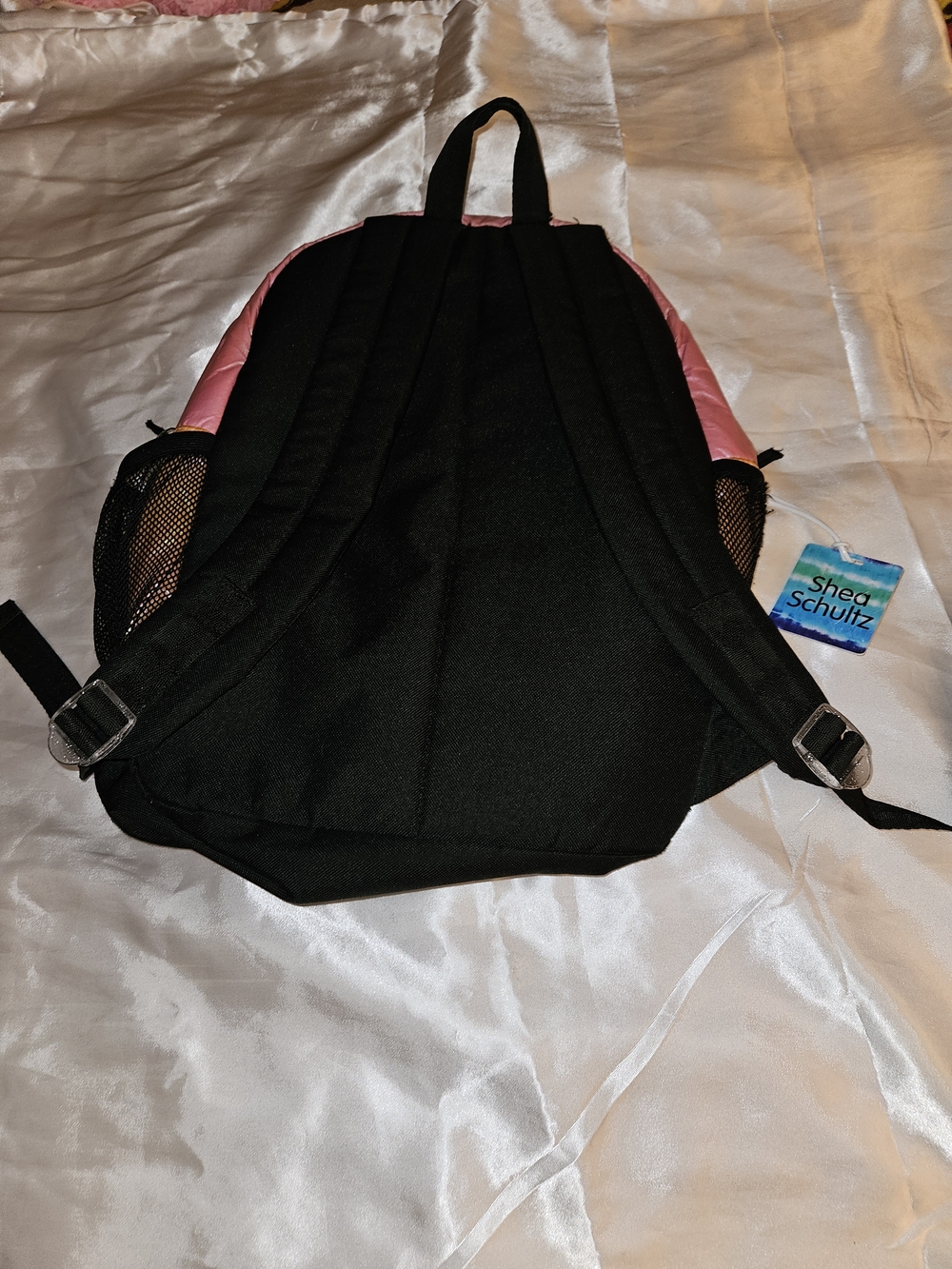 Rainbow Stripe Lightweight Women's Backpack - Pink, Gold, Blue - Picture 3 of 16